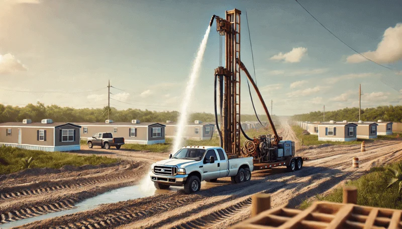 Picture of a water well rig drilling in Dade City, FL.